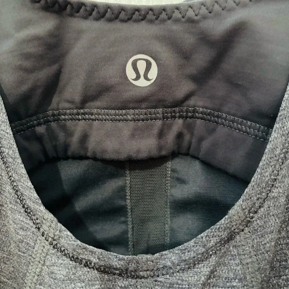 Lululemon Run: For Your Life Tank Top Heathered Charcoal Grey Built-in Bra #139 - Picture 3 of 5